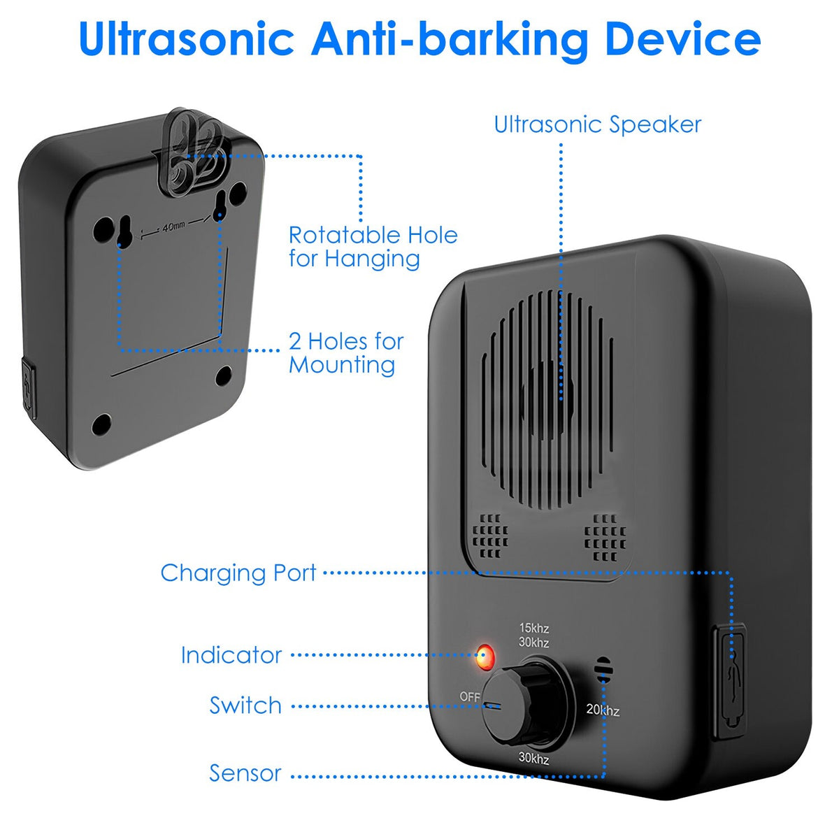 Ultrasonic anti Barking Device Dog Bark Control Barking Deterrent Barking Stop